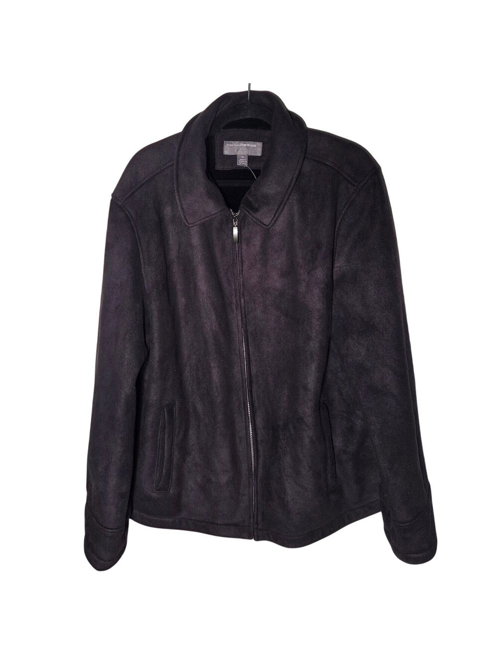 Stylish Perry Ellis Portfolio Black Leather Jacket XL